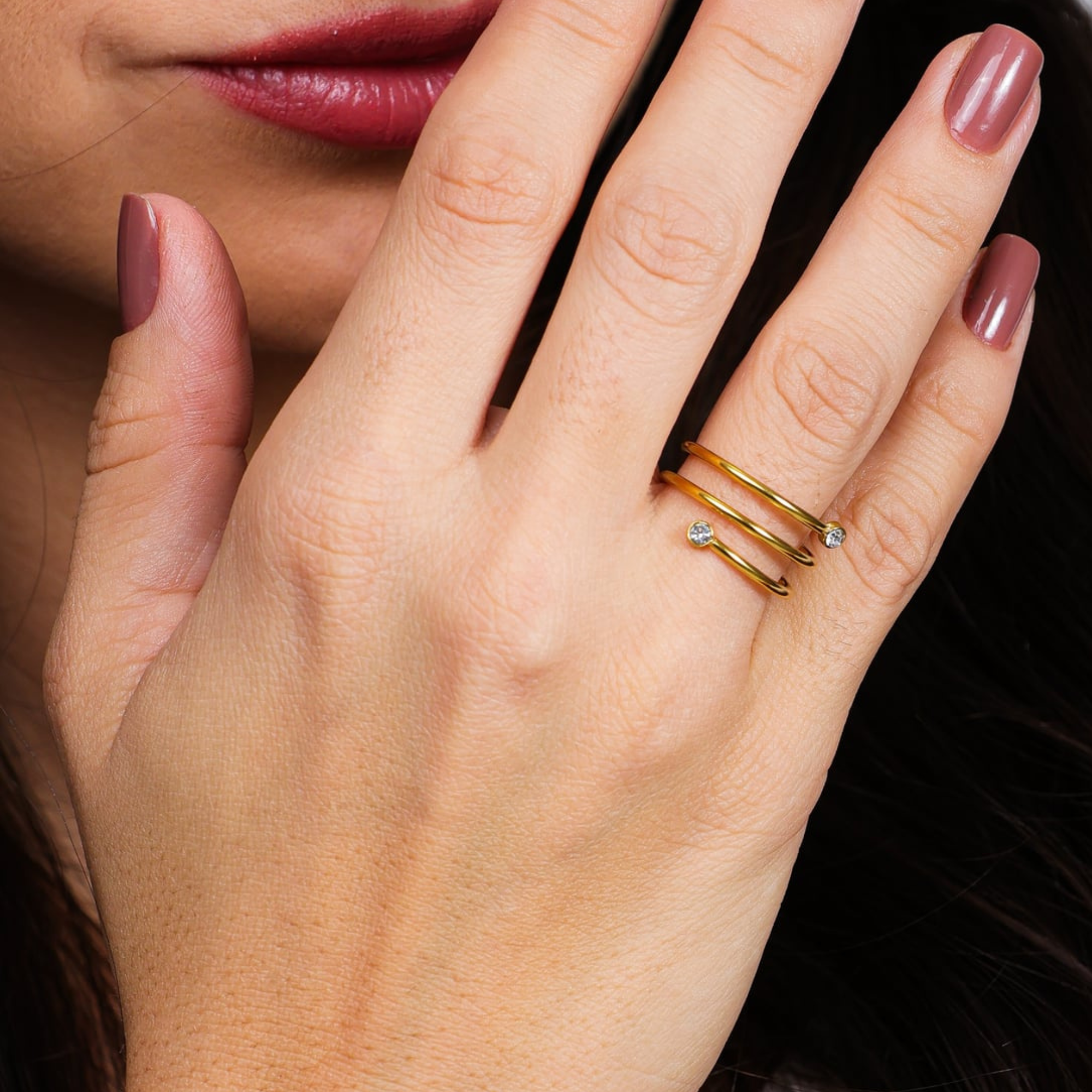 Anel Tripla Camada com Zircônias