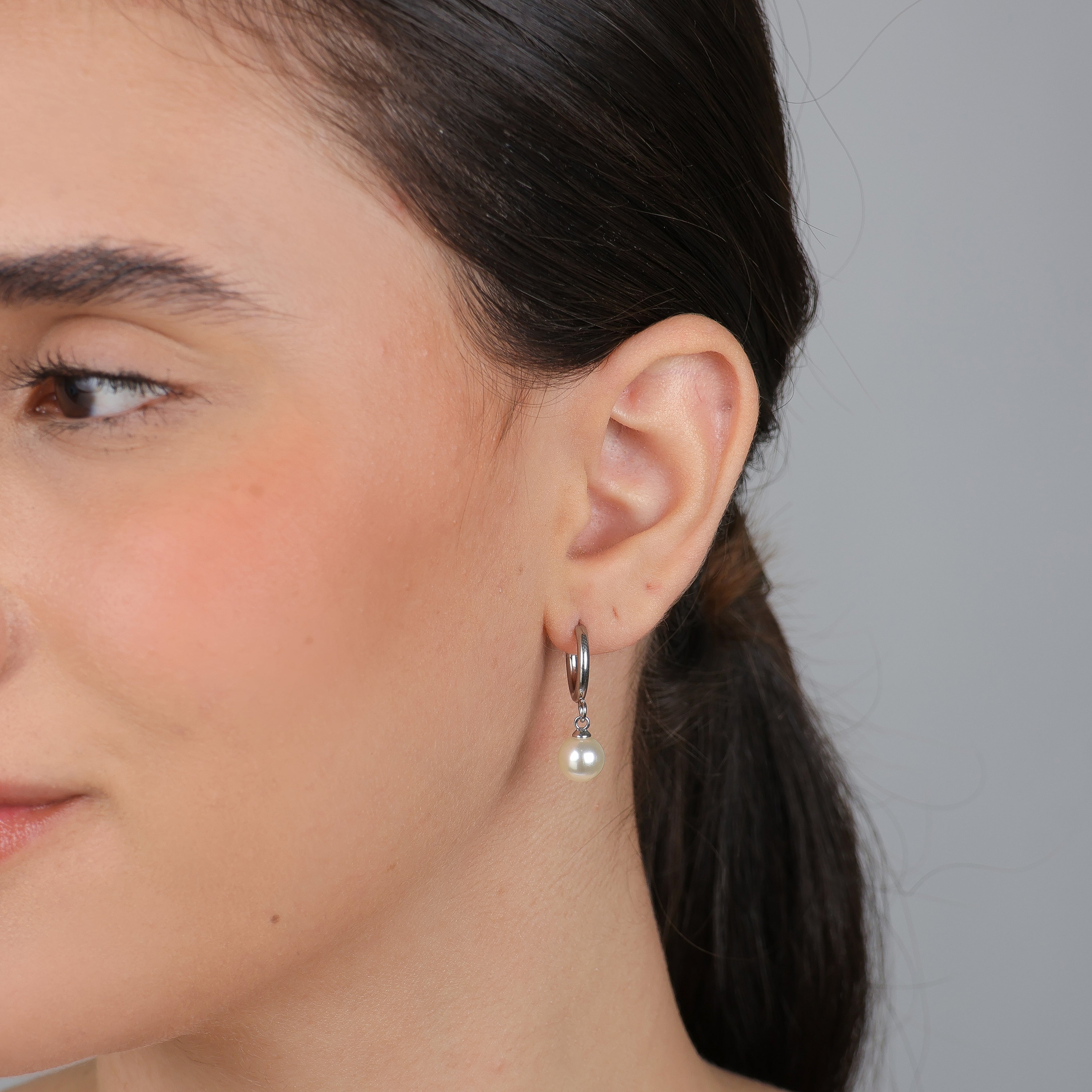 Brinco Argola Pérola Click