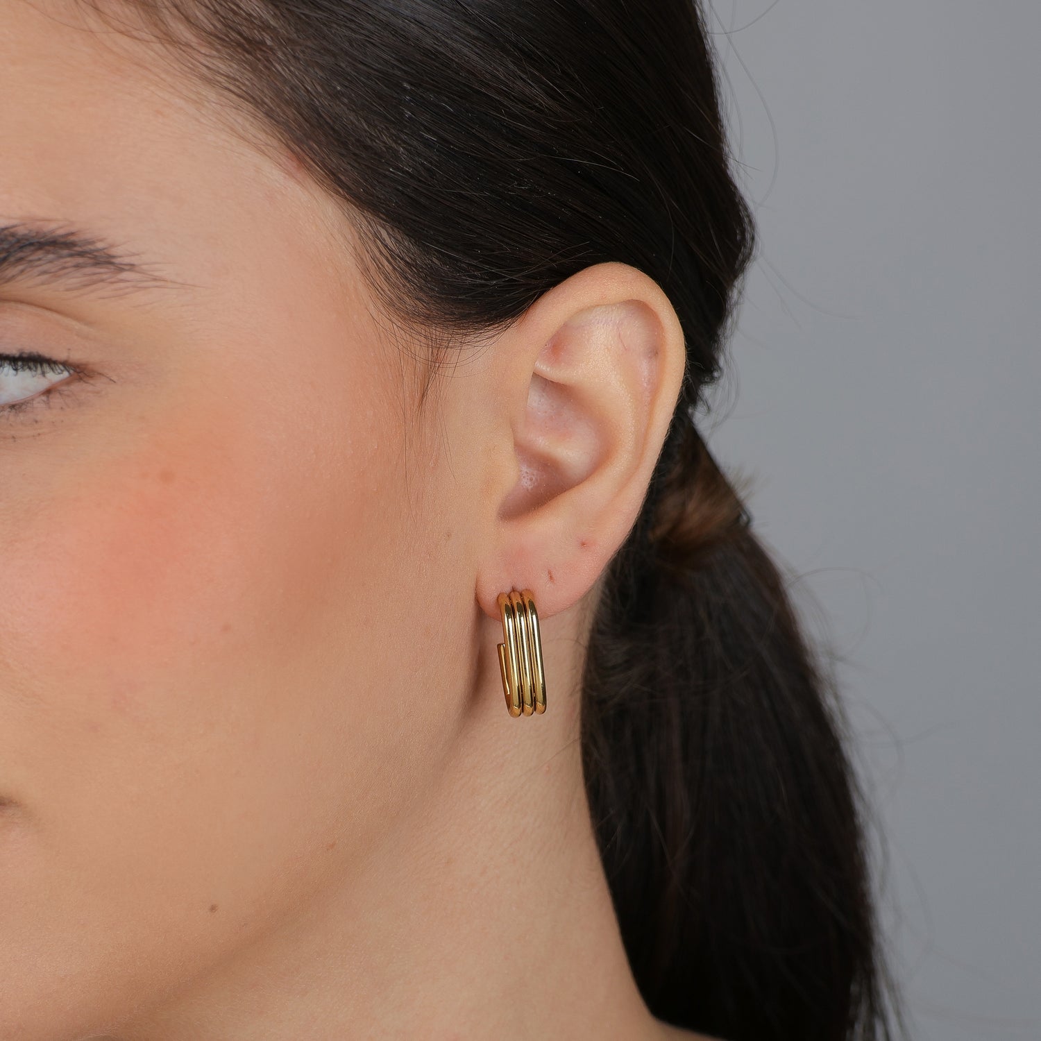 Brinco Argola Tripla Retangular