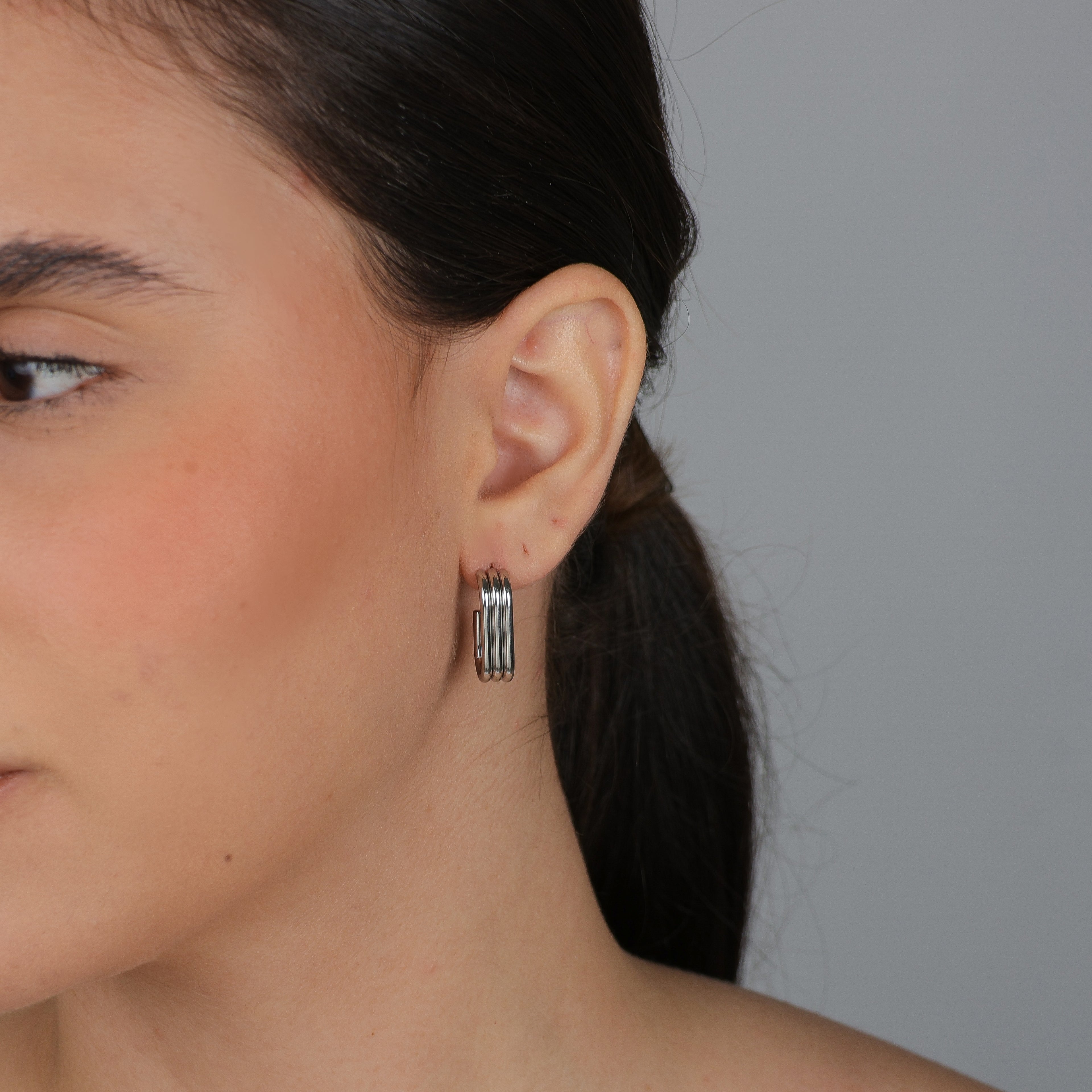 Brinco Argola Tripla Retangular