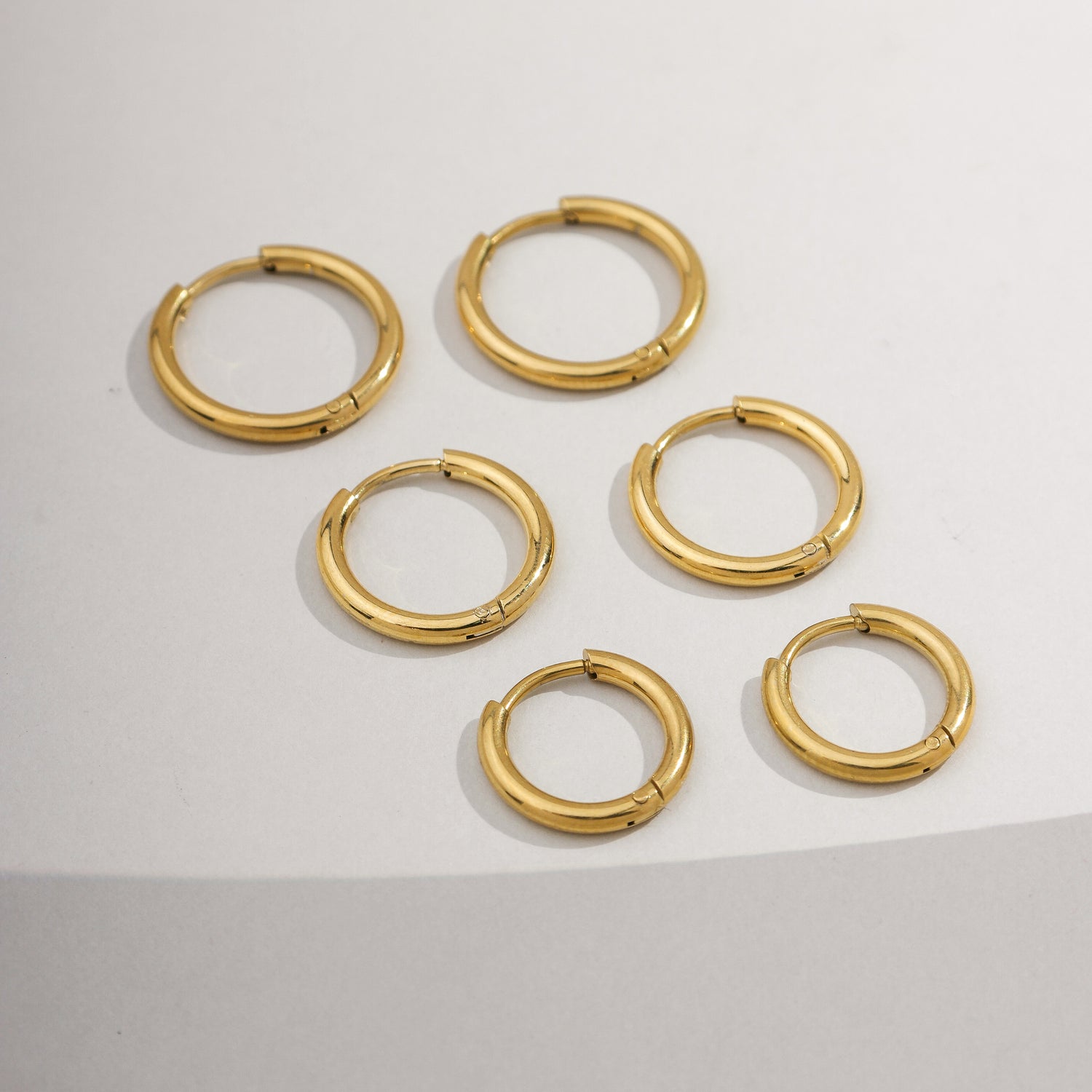 Trio Brincos de Argolas Lisas Click