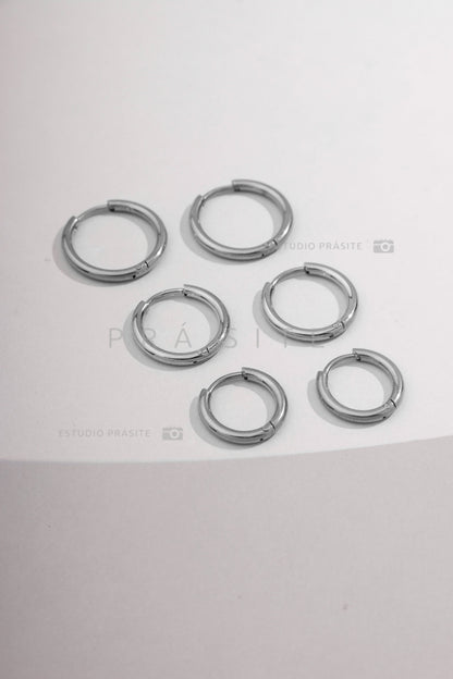 Trio Brincos de Argolas Lisas Click