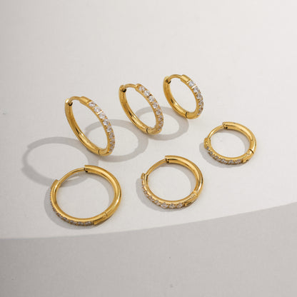 Trio Brincos de Argolas Cravejadas Click