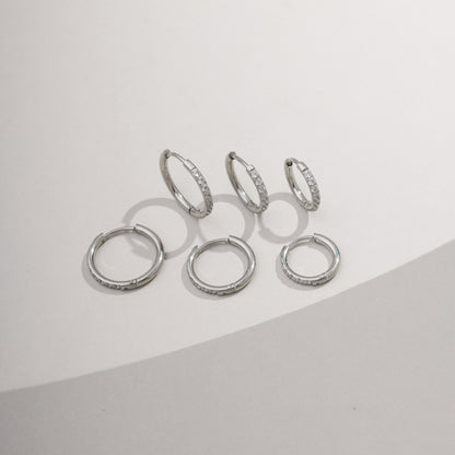 Trio Brincos de Argolas Cravejadas Click