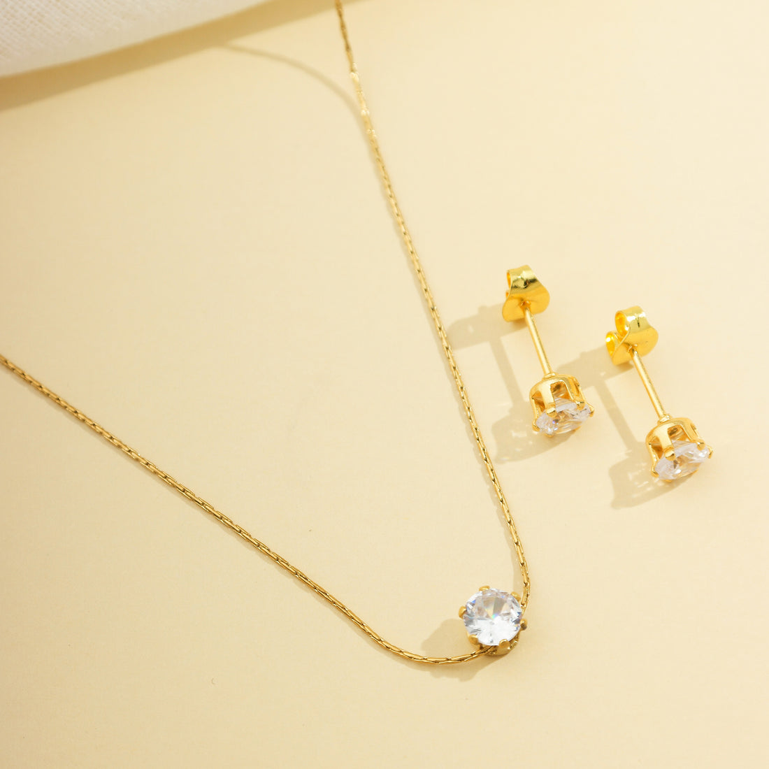 Brinco e Colar Ponto de Luz Zircônia