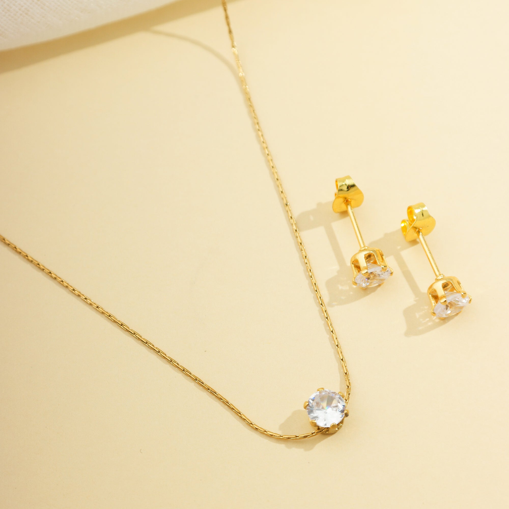 Brinco e Colar Ponto de Luz Zircônia