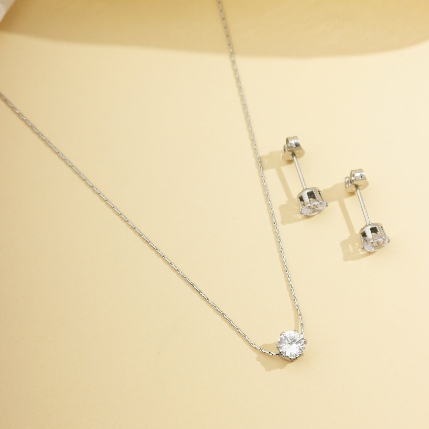 Brinco e Colar Ponto de Luz Zircônia