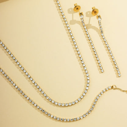 Brinco, Colar e Pulseira Riviera