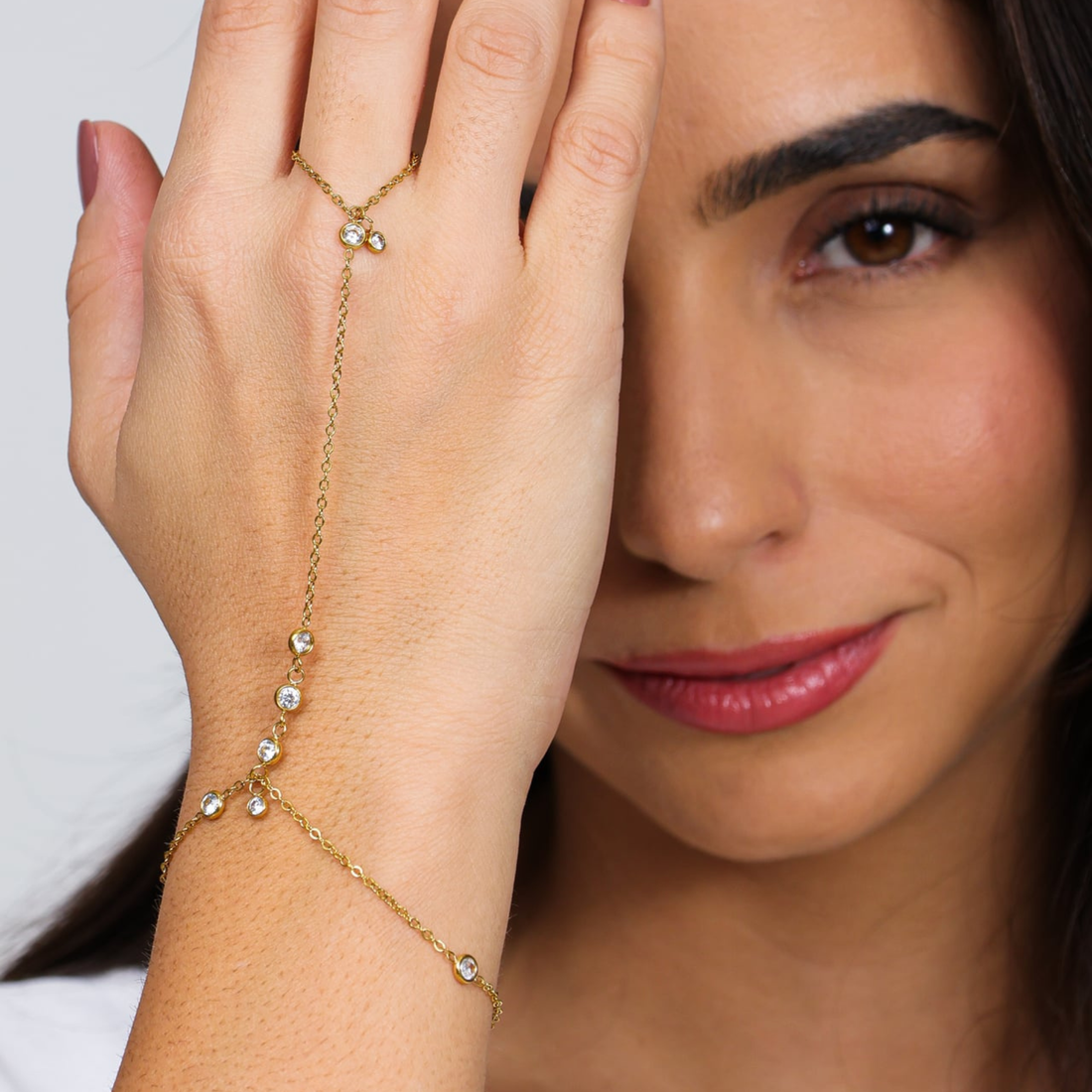 Pulseira de Mão Pontos de Luz Zircônia