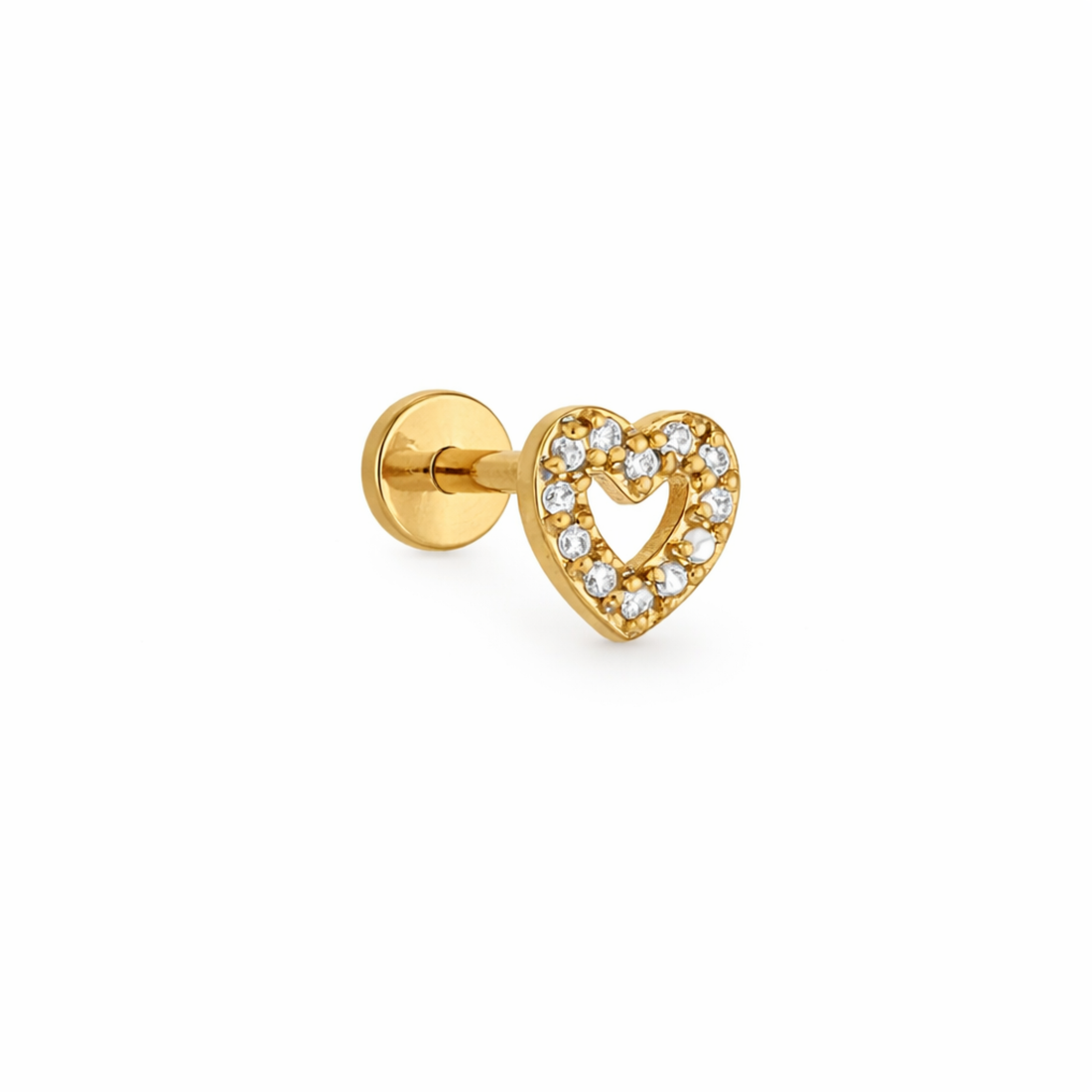 Piercing Coração Vazado com Zircônia
