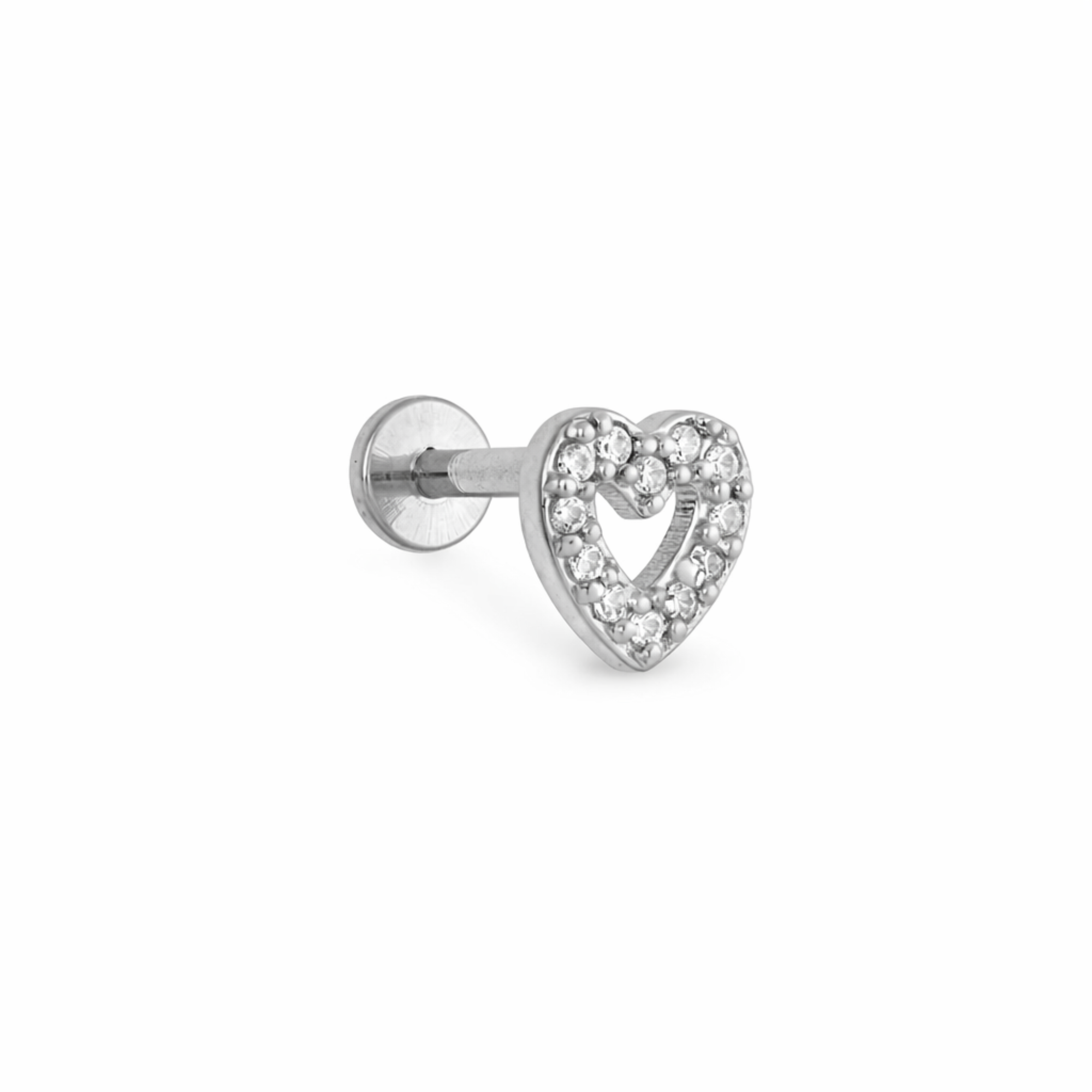 Piercing Coração Vazado com Zircônia