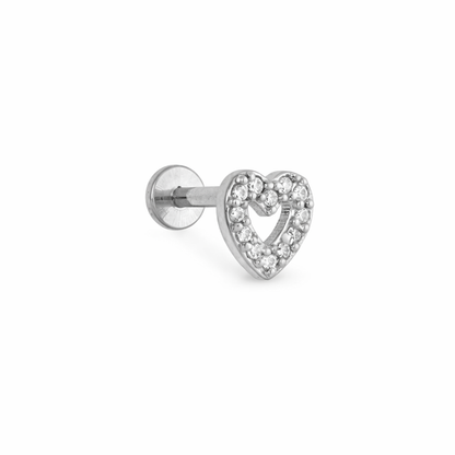 Piercing Coração Vazado com Zircônia