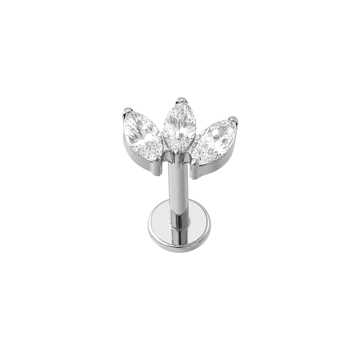 Piercing Labret Cluster Coroa Navete Zircônias