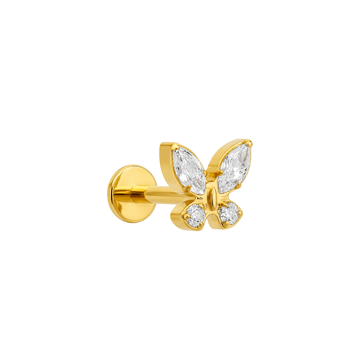 Piercing Labret Borboleta Cravejada Zircônias