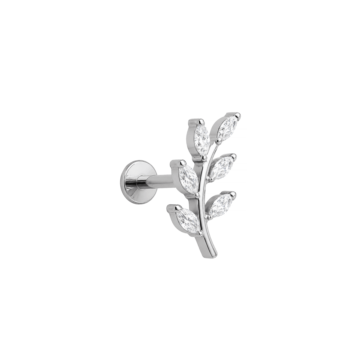 Piercing Labret Folha Cravejada Zircônias