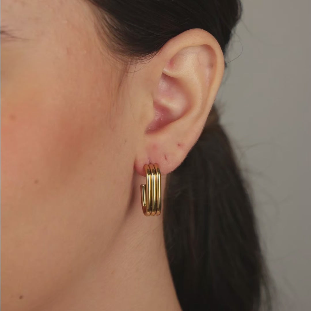 Brinco Argola Tripla Retangular